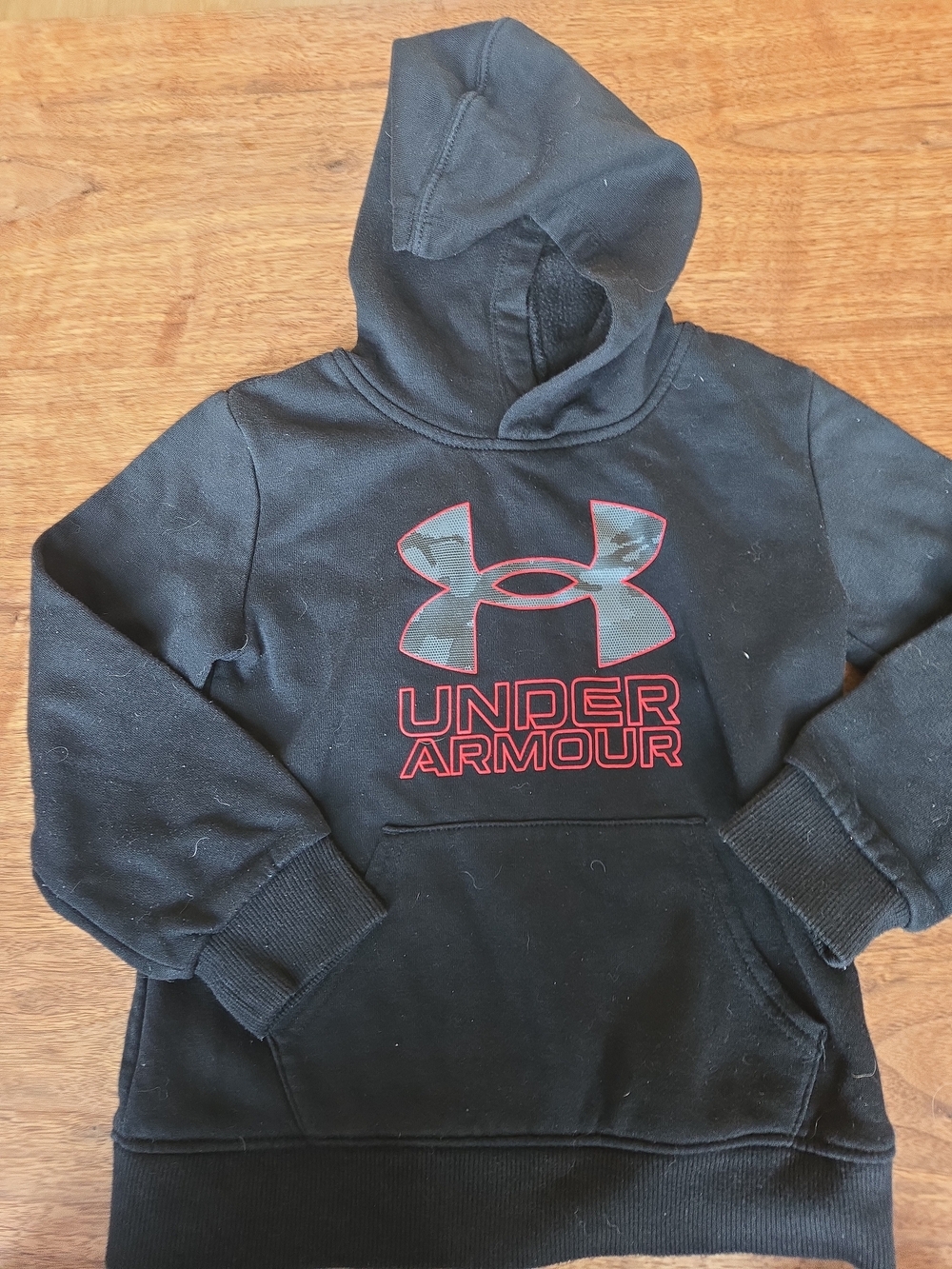 Under Armour Black Hoodie with Red-Outlined Logo